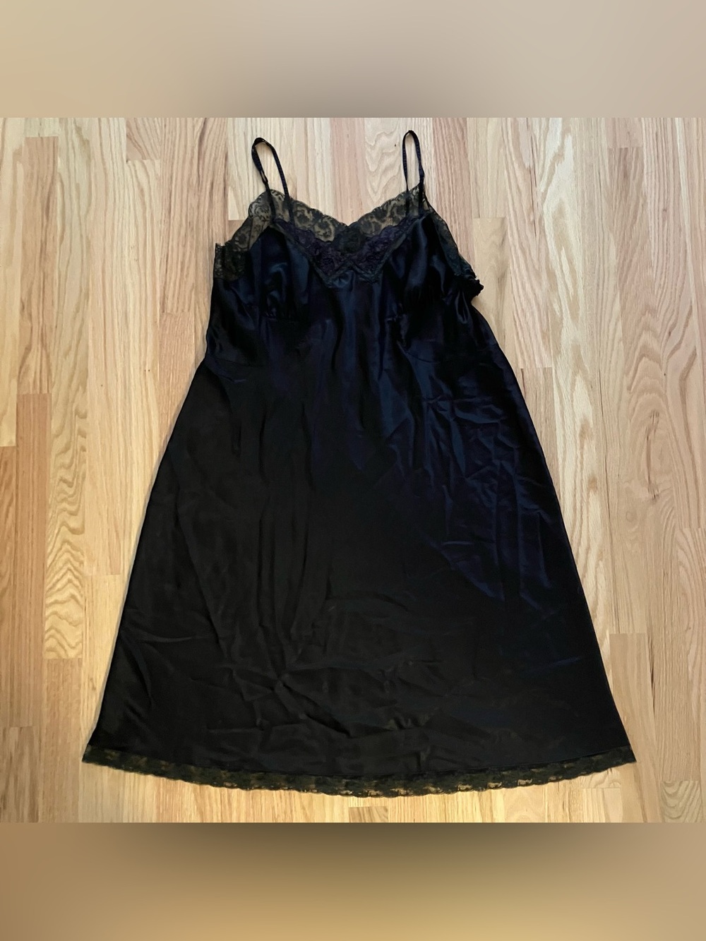Vintage 1950s Barbizon Satin Lace Trim Slip Dress